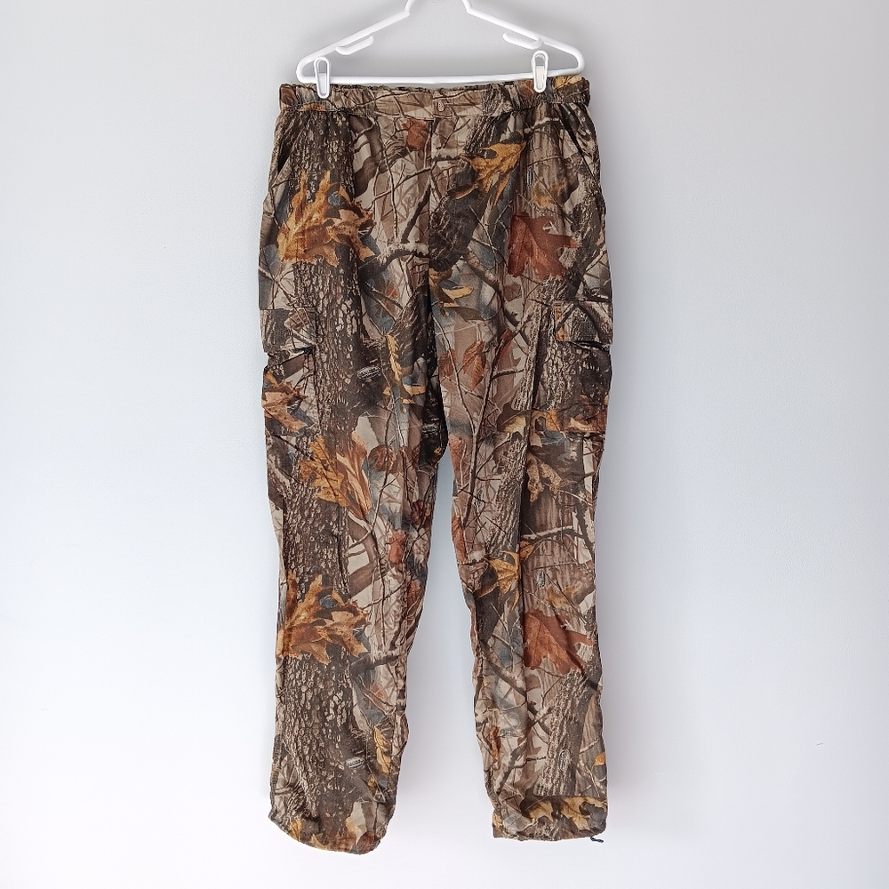 Winchester Realtree Camo Cargo Pant Pockets Elastic Drawstring Brown Beige XL